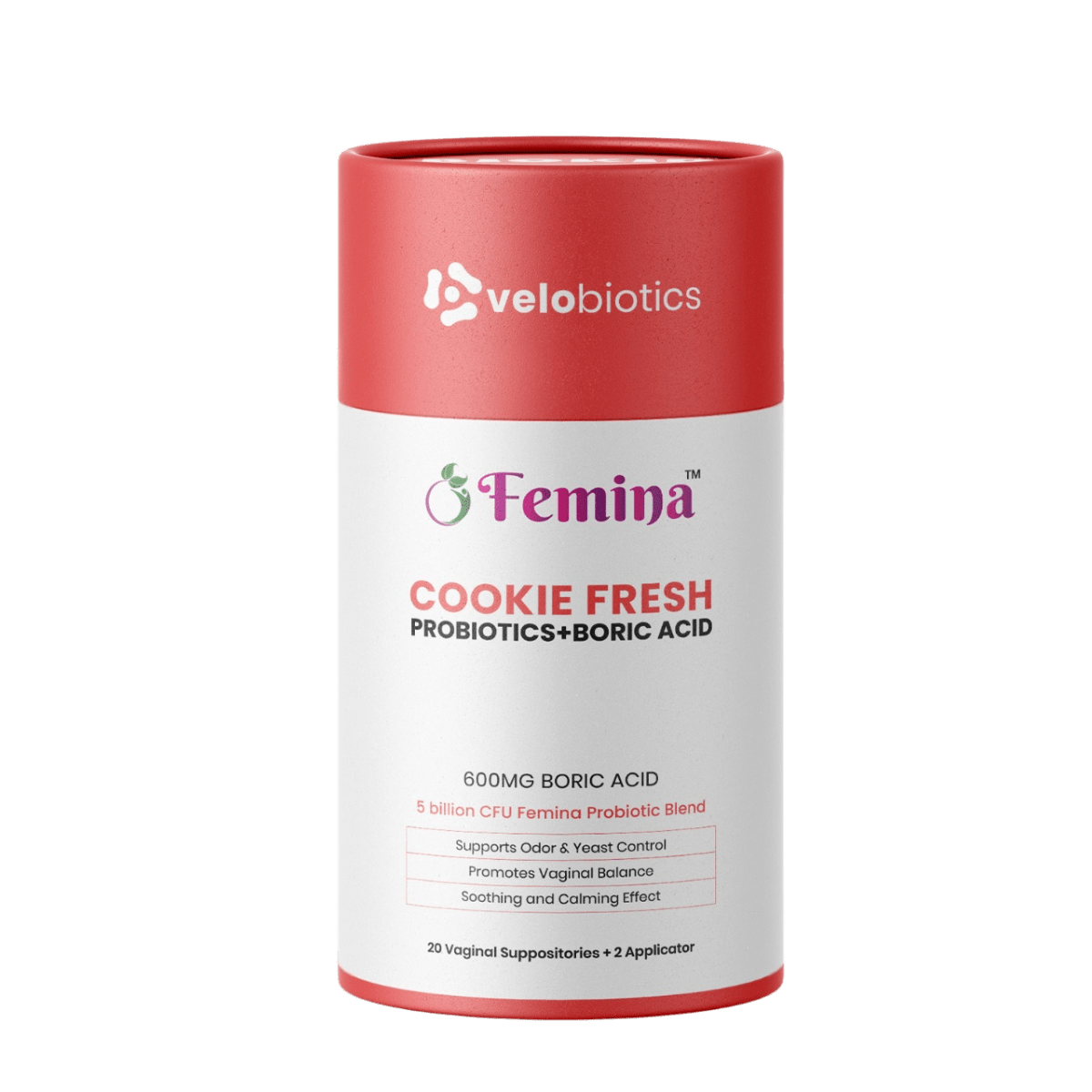 Femina Probiotics COOKIE FRESH with Boric Acid Suppositories - Velobiotics