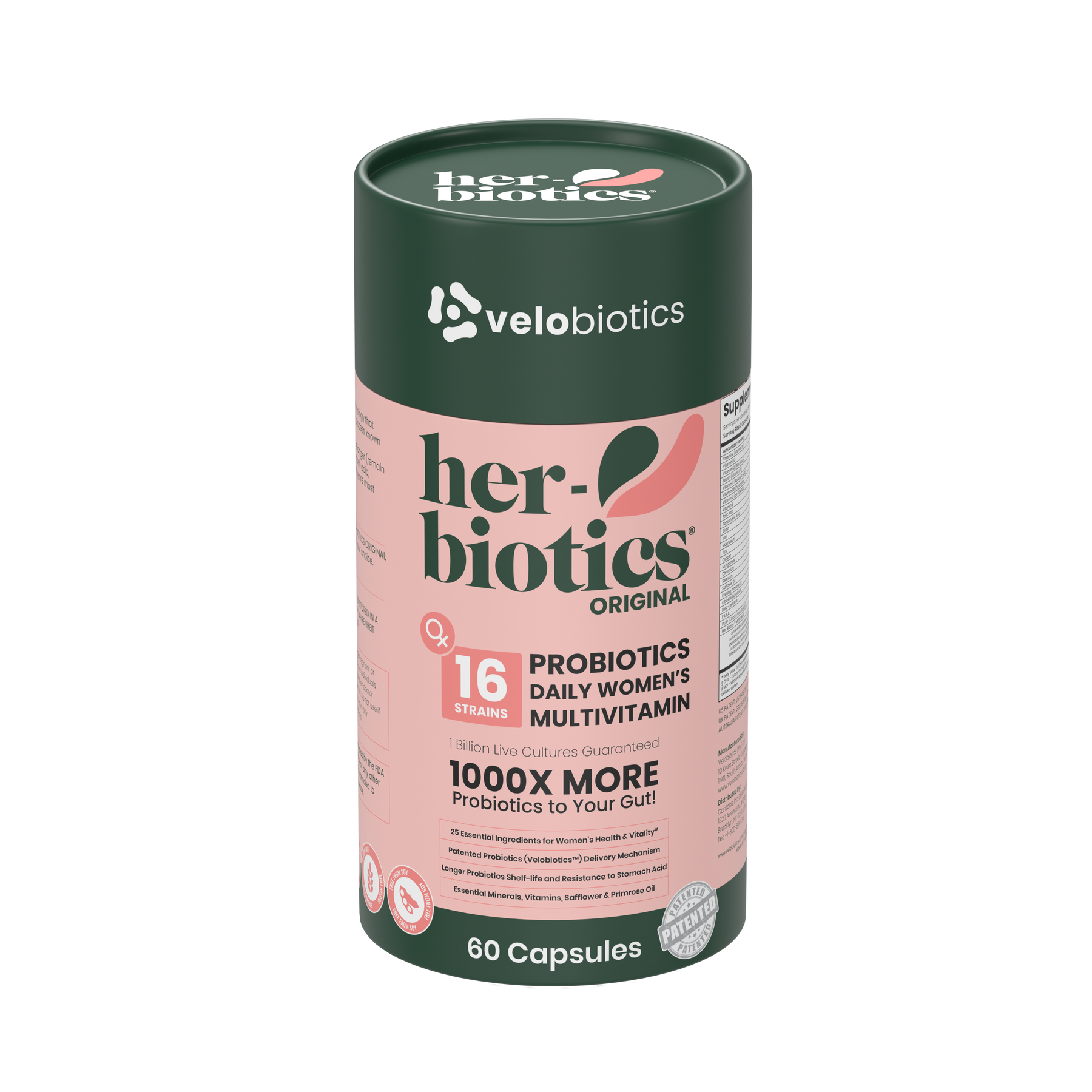 Her-Biotics Original Capsules probiotic supplement with 16 strains supporting women's digestive health and immunity, 60 capsules.