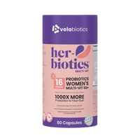Her-Biotics Ageless Senior Support multivitamin and probiotics for women 50+ promoting heart, bone, cognitive, and gut health.
