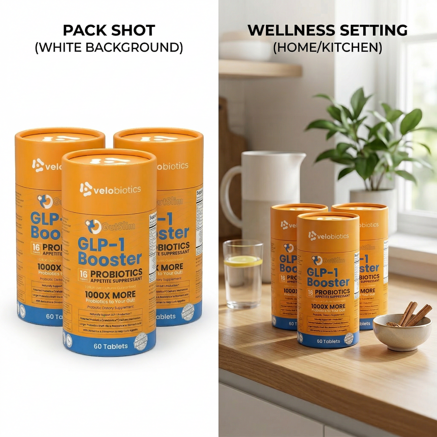 GutSlim Probiotics GLP-1 Booster supplement with natural ingredients supporting gut health and metabolism