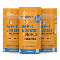 GutSlim Probiotics GLP-1 Booster supplement bottle with key natural ingredients for gut health and wellness