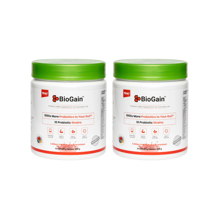BioGain™ - Probiotics Meal 400g jars with advanced probiotic delivery for recovery support.