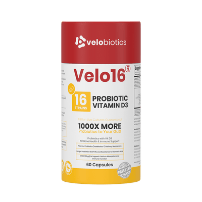 Velo16 Probiotics Vitamin D3 3D box front view