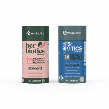 Couples His-Biotics & Her-Biotics Daily Pack multivitamin and probiotic supplements for shared wellness routine