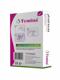Femina Self-Test Kit packaging for vaginal pH determination and infection detection.