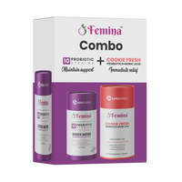 Femina COMBO Care probiotic capsules and cookie fresh suppositories for intimate health support and immediate relief