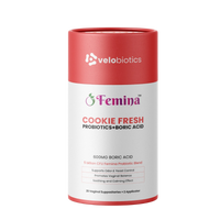 Femina Cookie Fresh Probiotics and Boric Acid Suppositories packaging.