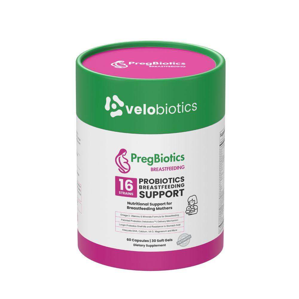 PregBiotics Breastfeeding probiotics supplement for postnatal nourishment and lactation support.