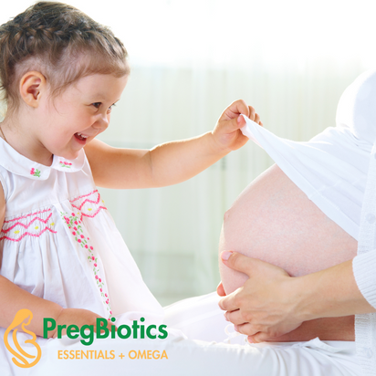 PregBiotics Essentials + Omega prenatal supplement with probiotics, omega-3, vitamins, and minerals for pregnancy support