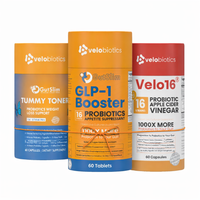 Velobiotics Appetite & Cravings Control Stack with Probiotics GLP-1 Booster, Tummy Toner, and Apple Cider Vinegar capsules for metabolism and appetite support