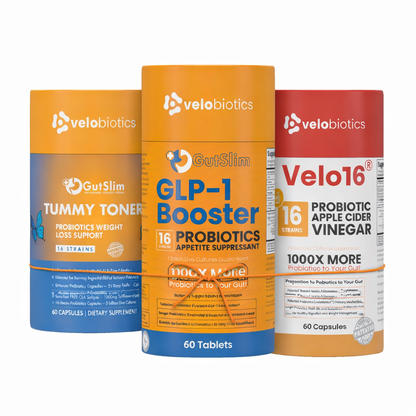 Velobiotics Appetite & Cravings Control Stack with Probiotics GLP-1 Booster, Tummy Toner, and Apple Cider Vinegar capsules for metabolism and appetite support