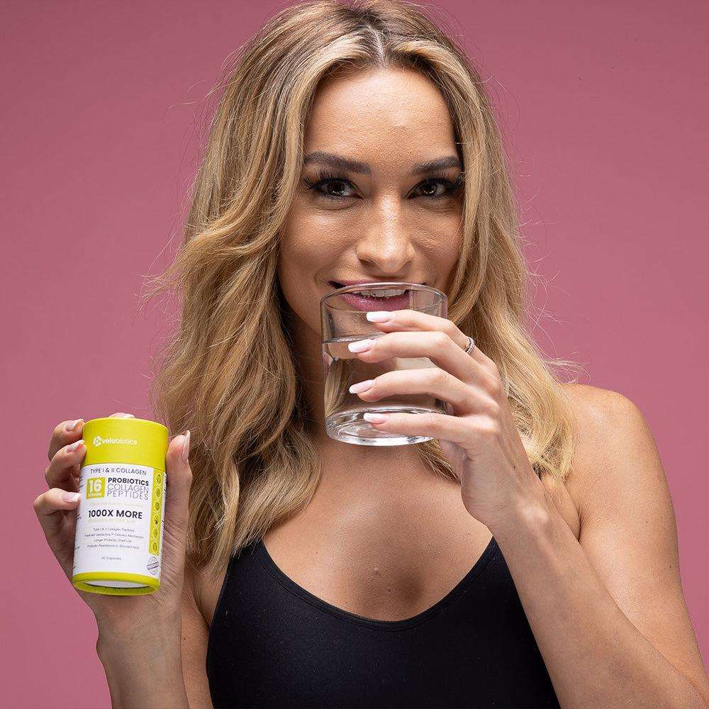 Almasi Velobiotics™ Probiotics Collagen Capsules bottle with 30 capsules for skin and gut health