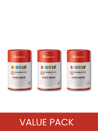 BioKid™ Probiotics Chewables for Children with 12 probiotic strains and raspberry flavor supporting immune and digestive health
