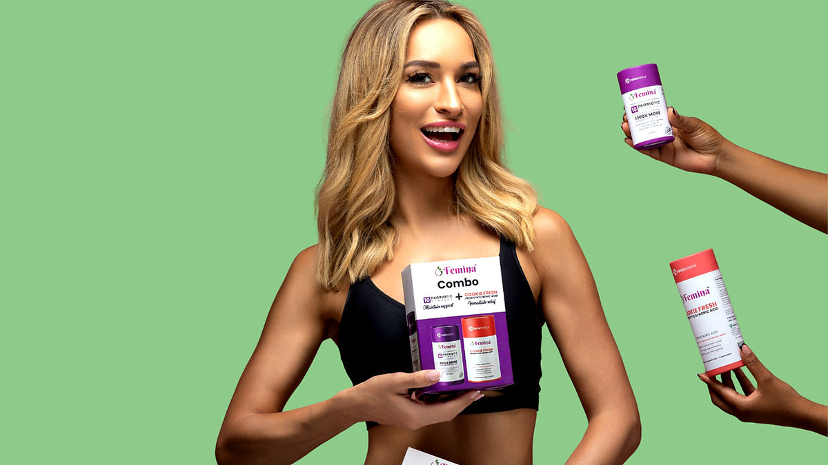 Smiling woman holding Velobiotics probiotics