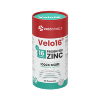 Velo16 Probiotics supplement with zinc picolinate for immune and skin health, 60 capsules bottle