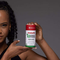 Velo16 Probiotics Moringa supplement bottle with probiotics and moringa leaf powder for gut health and vitality