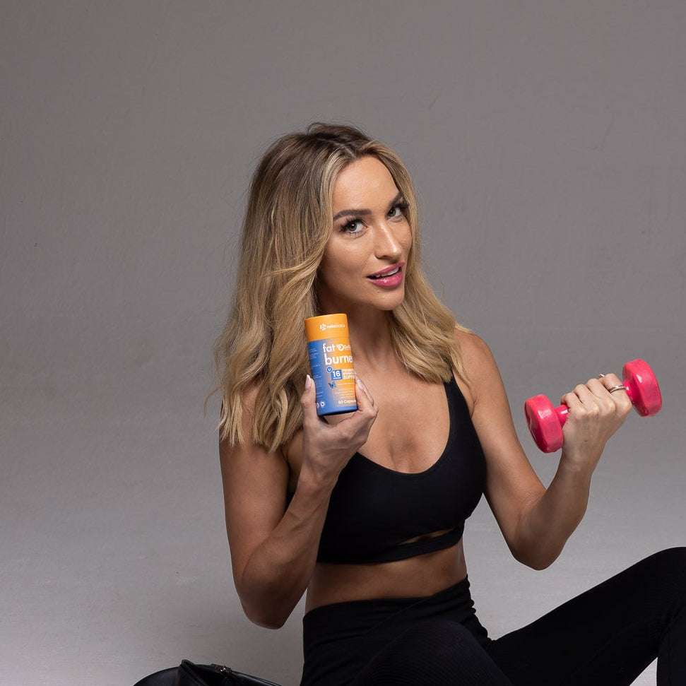 GutSlim Probiotics Fat Burner bottle with green tea and probiotic supplements for weight loss and gut health